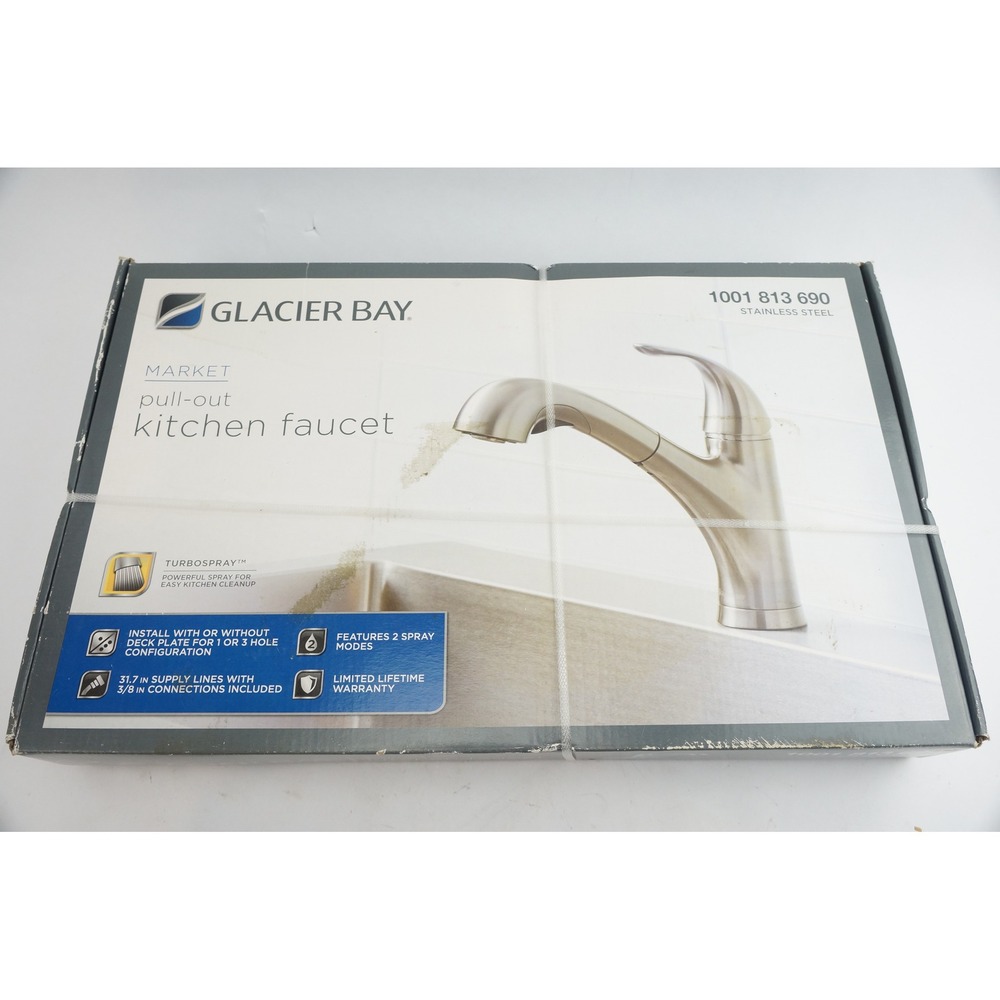 Glacier Bay Kitchen Faucet Stainless Steel Market Pull-Out 1001813690 New